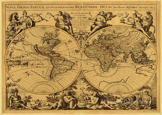 Mappemonde murale - Exploration Vintage